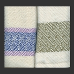 Iris and fish towels from same threading, woven on  AVL, 2007
