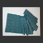 22 shaft point twill threading scarf with grey warp and teal weft - Escher effect receding and advancing diamonds